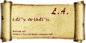 Löv Arikán névjegykártya